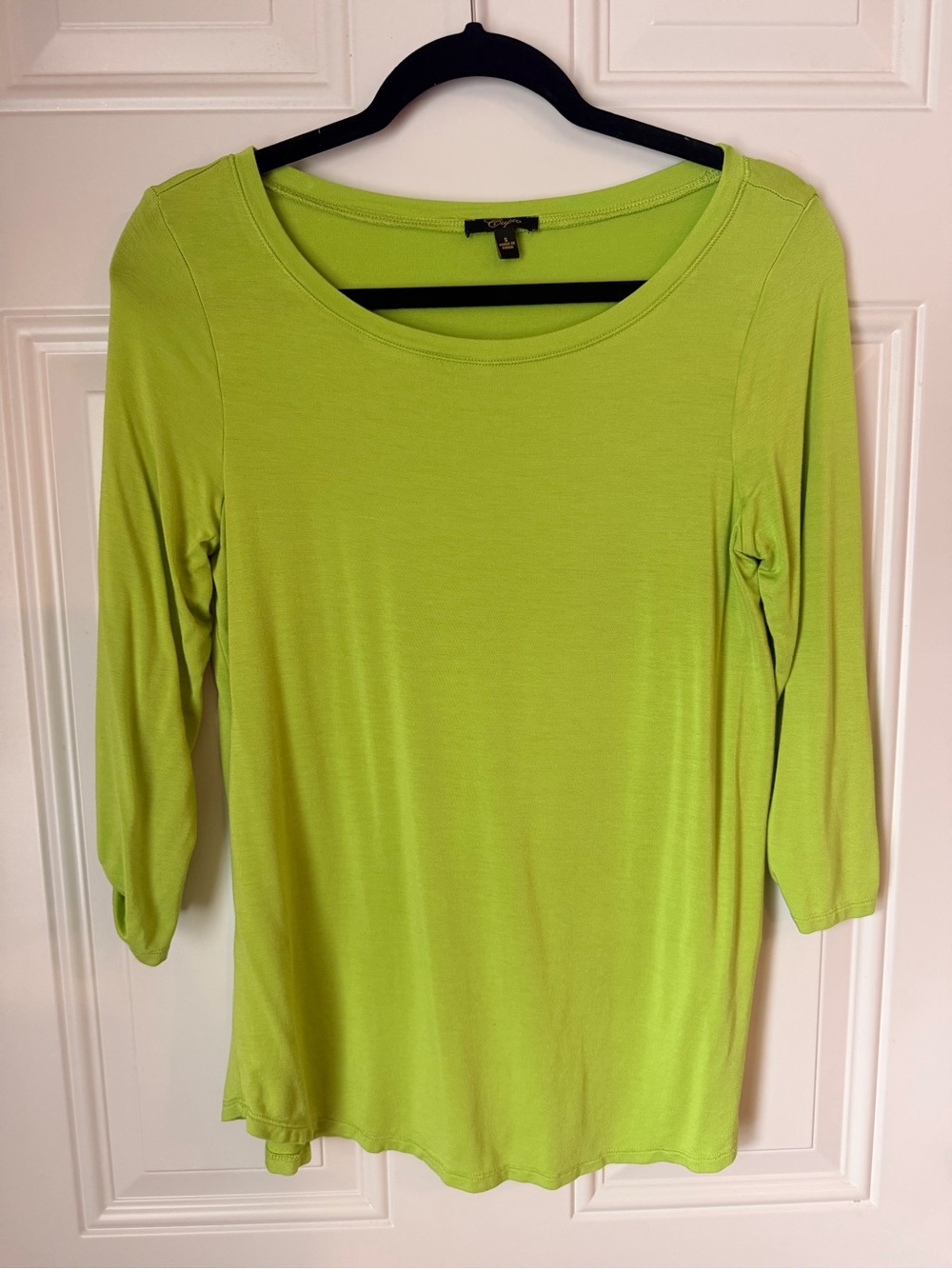 Cupio Bright Lime Green Scoop Neck Long Sleeve Tee